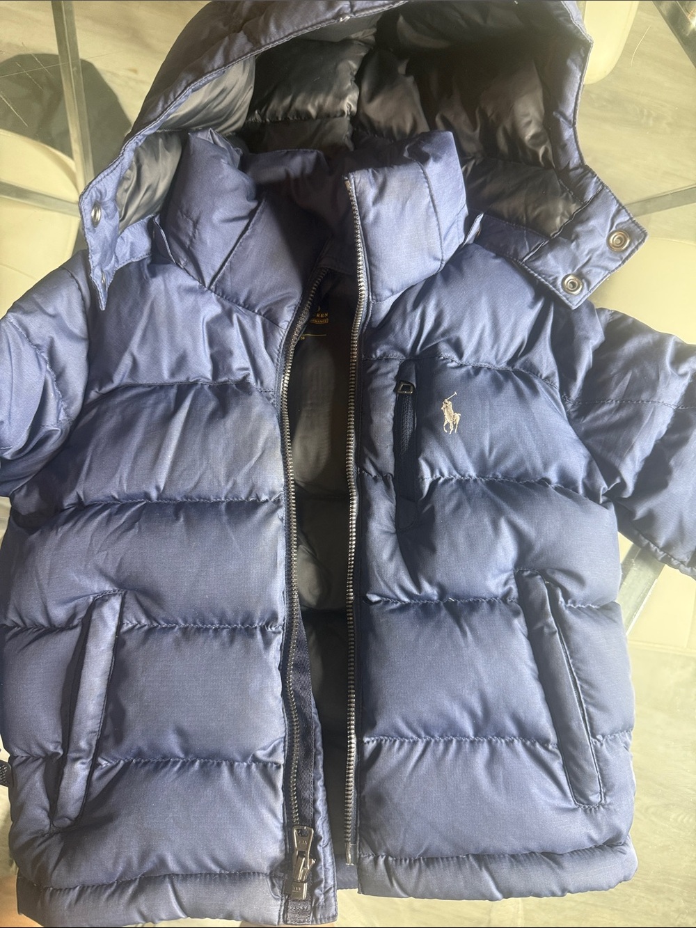 Polo by Ralph Lauren Navy Quilted Puffer Jacket with Hood